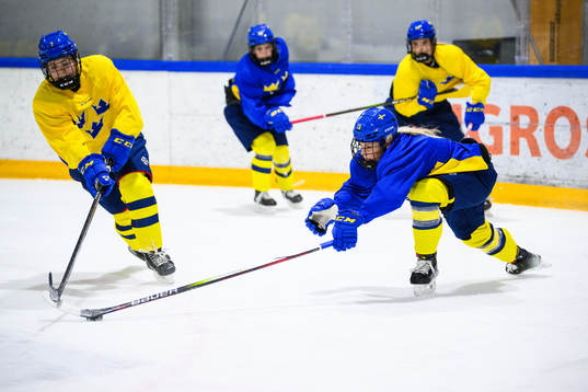 Sanna Halsius and Mira Hallin of Sweden at a practice