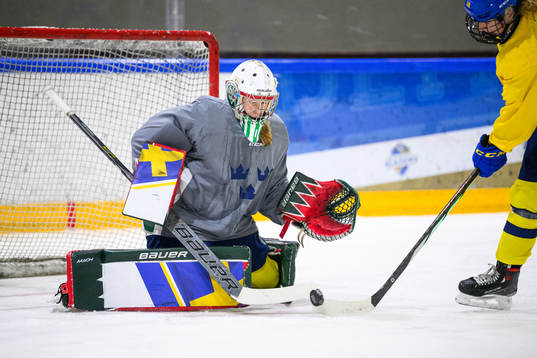 Goalkeeper Maja Helge of Sweden at a practice session