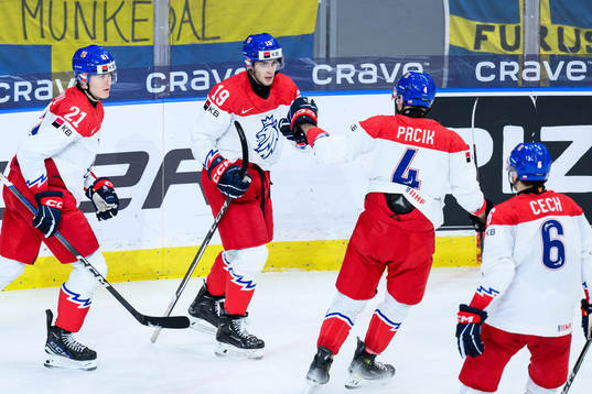 Ondrej Becher of Czech Republic celebrates the 3-5 goal