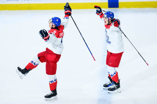 Tomas Hamara and Jiri Kulich of Czech Republic celebrate