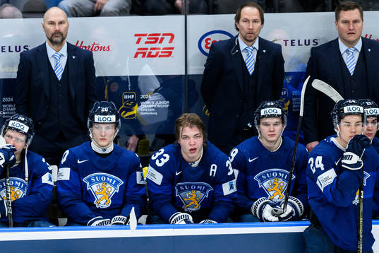 Jani Nyman of Finland looks dejected