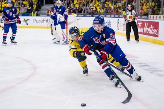 Oskar Pettersson of Sweden and Lane Hutson of USA