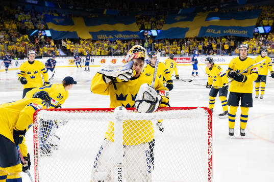 Goaltender Hugo Hävelid of Sweden