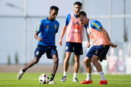 Taha Ali and Henrik Castegren of the Swedish men's football