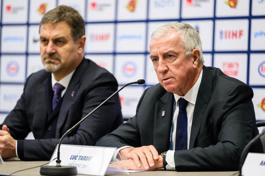 Luc Tardif, President at IIHF, at a press conference