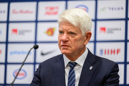 Franz Reindl, council member at IIHF, at a press conference
