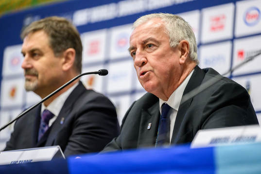 Luc Tardif, President at IIHF, at a press conference