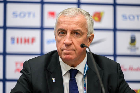 Luc Tardif, President at IIHF, at a press conference
