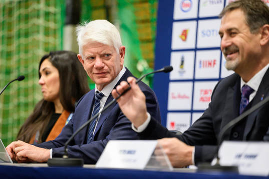 Franz Reindl, Council member at IIHF, at a press conference