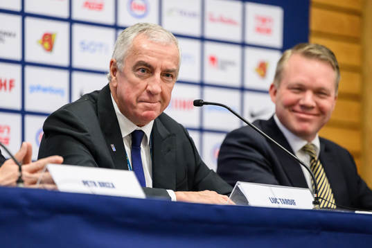 Luc Tardif, president at IIHF, at a press conference