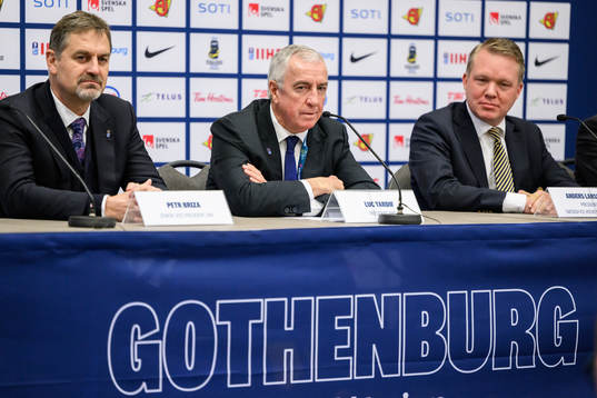 Petr Briza, Senior Vice-President at IIHF, Luc Tardif,