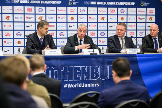 Petr Briza, Senior Vice-President at IIHF, Luc Tardif,