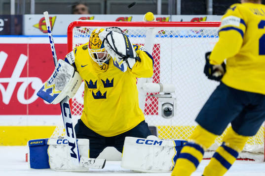 Goaltender Hugo Hävelid of Sweden