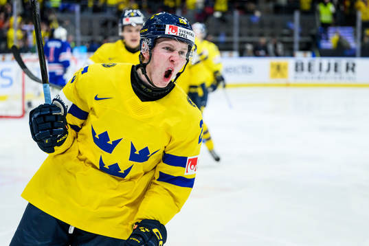 Otto Stenberg of Sweden celebrates the 1-1 goal