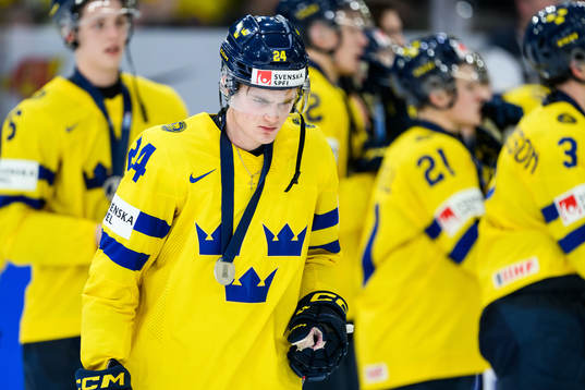 Tom Willander of Sweden looks dejected
