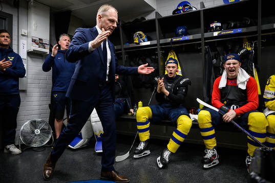 Head coach Magnus Hävelid, Theo Lindstein and Otto