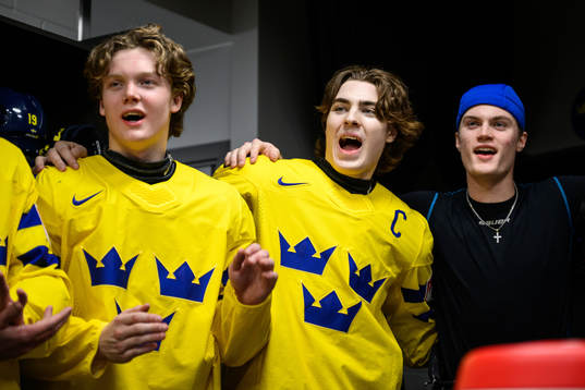 Rasmus Rudslätt, Liam Öhgren and Tom Willander of Sweden