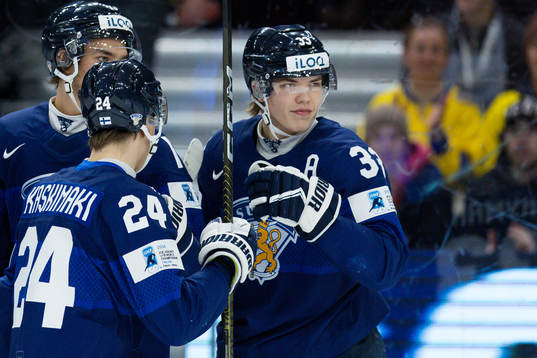 Jani Nyman of Finland celebrates the 0-2 goal