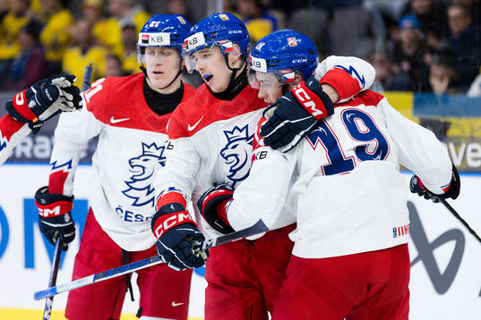 Ondrej Becher of Czech Republic celebrates with team mates
