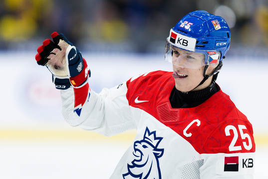 Jiri Kulich of Czech Republic celebrates the 4-5 goal