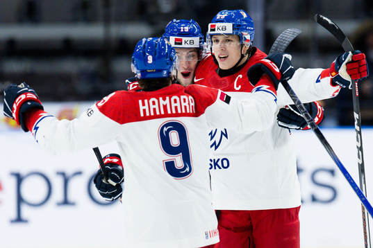 Jiri Kulich of Czech Republic celebrates the 4-5 goal