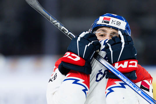 Tomas Hamara of Czech Republic celebrates the 6-5 goal