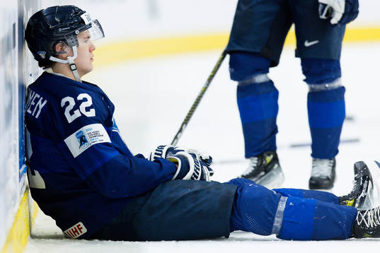 Kasper Halttunen of Finland looks dejected