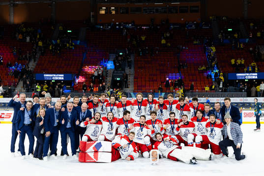 Players and staff of Czech Republic celebrate