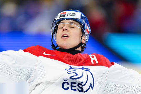 Tomas Hamara of Czech Republic celebrates the 6-5 goal