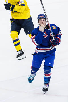 Ryan Leonard of USA celebrates the 5-2 goal