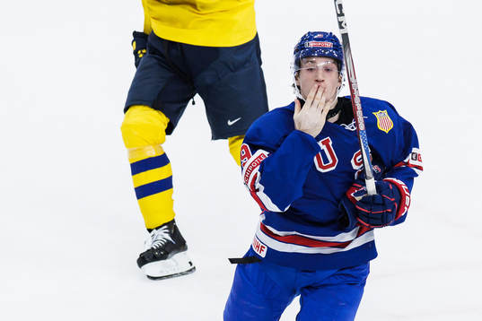 Ryan Leonard of USA celebrates the 5-2 goal