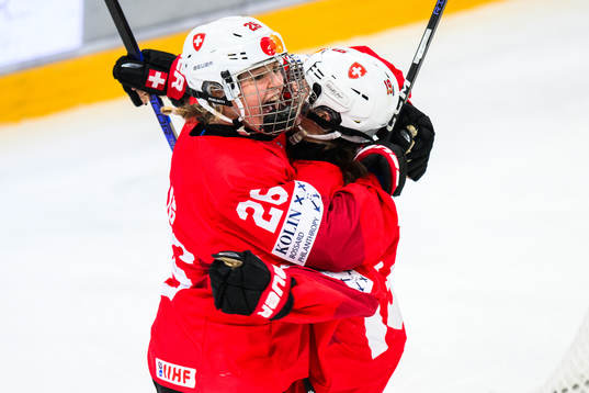 Elisa Dalessi of Switzerland celebrates