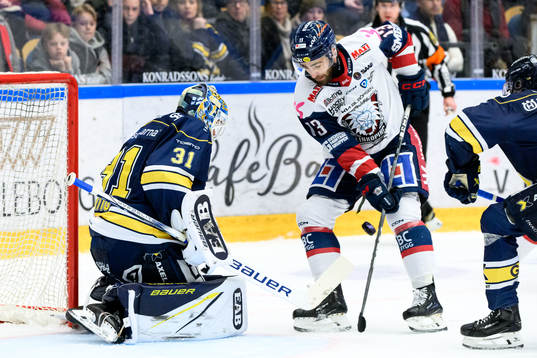 HV71s målvakt Joni Ortio och Linköpings Anthony Greco