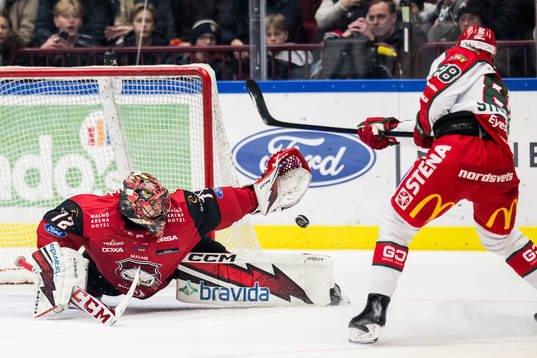 Malmö Redhawks målvakt Daniel Marmenlind och Frölundas