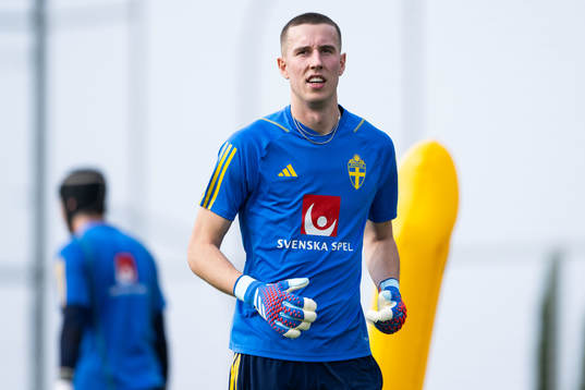 Goalkeeper Samuel Brolin of the Swedish men's football