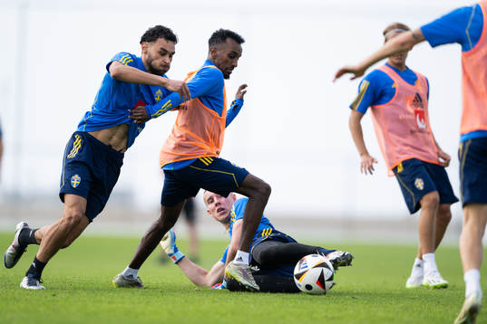 Joakim Persson, Taha Ali and goalkeeper Samuel Brolin of