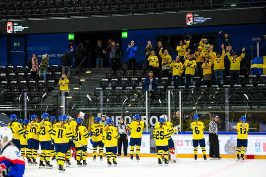Players of Sweden thanks the audience