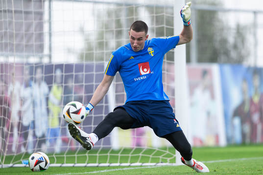 Goalkeeper Samuel Brolin of the Swedish men's football