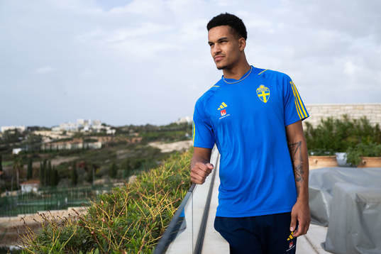 Goalkeeper Oliver Dovin of the Swedish men's football