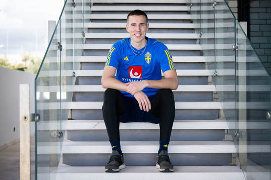 Goalkeeper Samuel Brolin of the Swedish men's football
