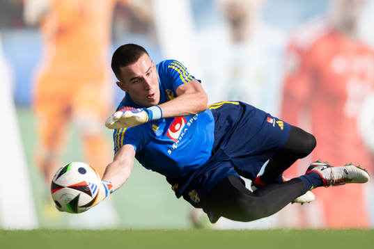 Goalkeeper Samuel Brolin of the Swedish men's football