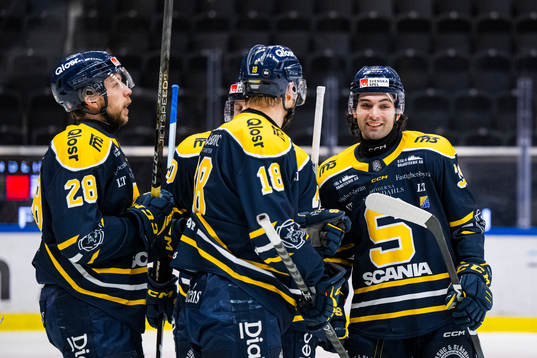 Södertäljes Stelio Mattheos jublar med lagkamrater