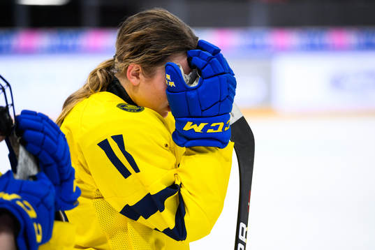 Ella Hellman of Sweden looks dejected