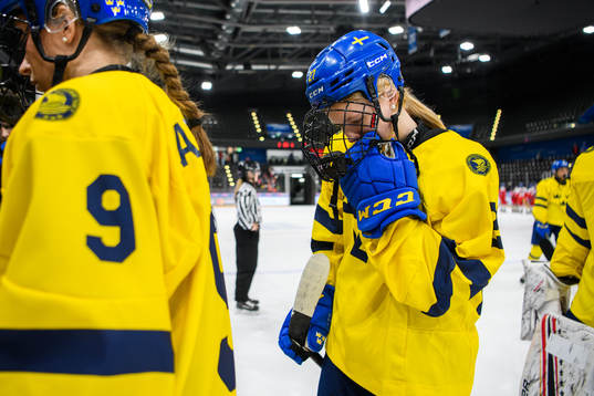 Anna Brenkle of Sweden looks dejected