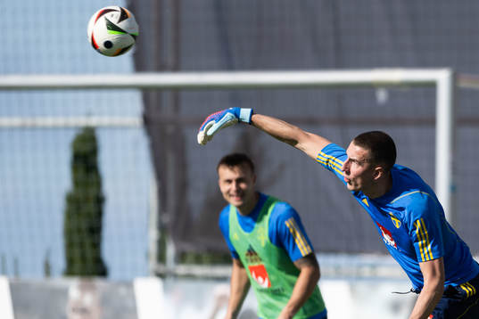 Goalkeeper Samuel Brolin of the Swedish men's football