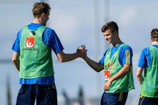 Adam Carlén and Samuel Dahl of the Swedish men's football