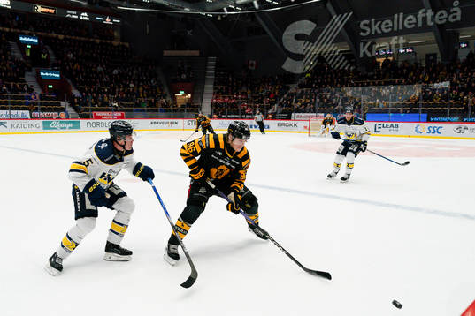 HV71s Victor Sjöholm och Skellefteås Rickard Hugg