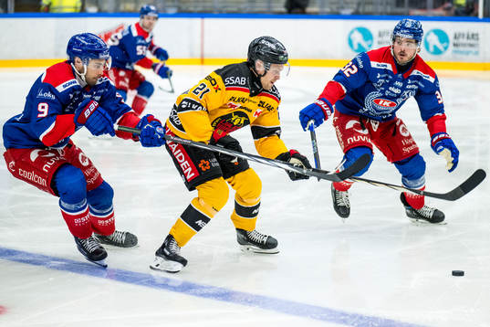 Luleås Juhani Tyrväinen i en kamp mot Oskarshamns Ahti