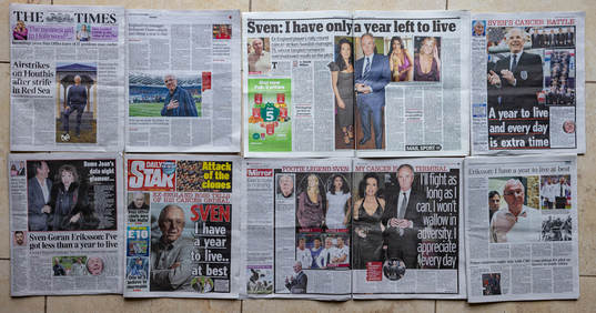 A montage of printed British newspapers as they cover the