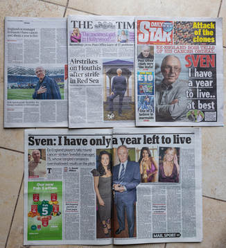A montage of printed British newspapers as they cover the